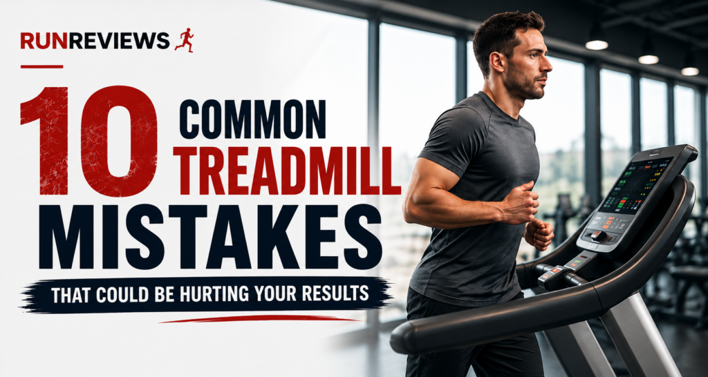 Featured image showing a runner on a treadmill and common treadmill mistakes that can reduce workout effectiveness and increase injury risk.