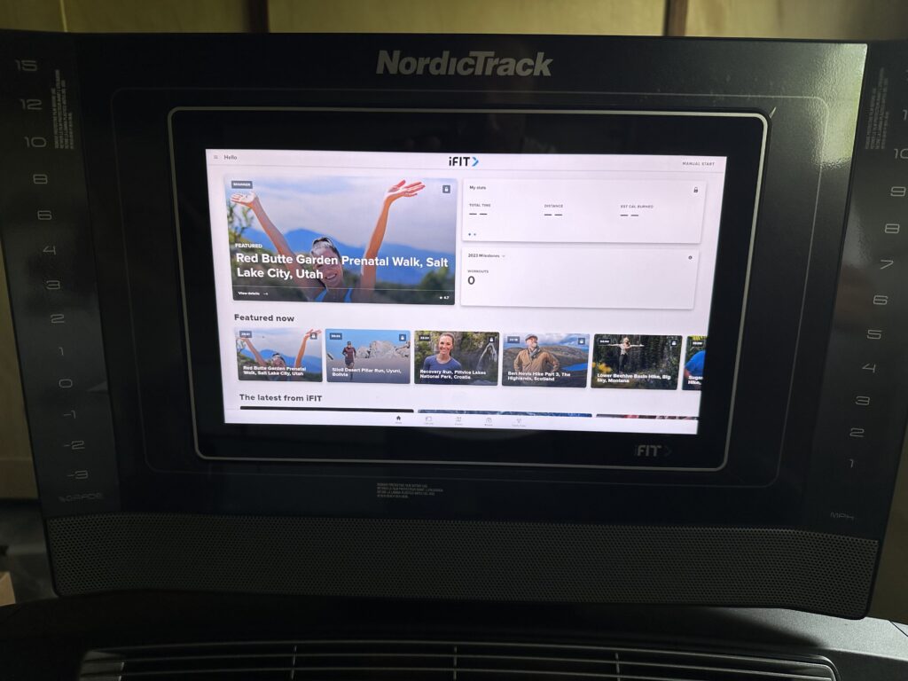 NordicTrack treadmill touch screen with iFIT workouts