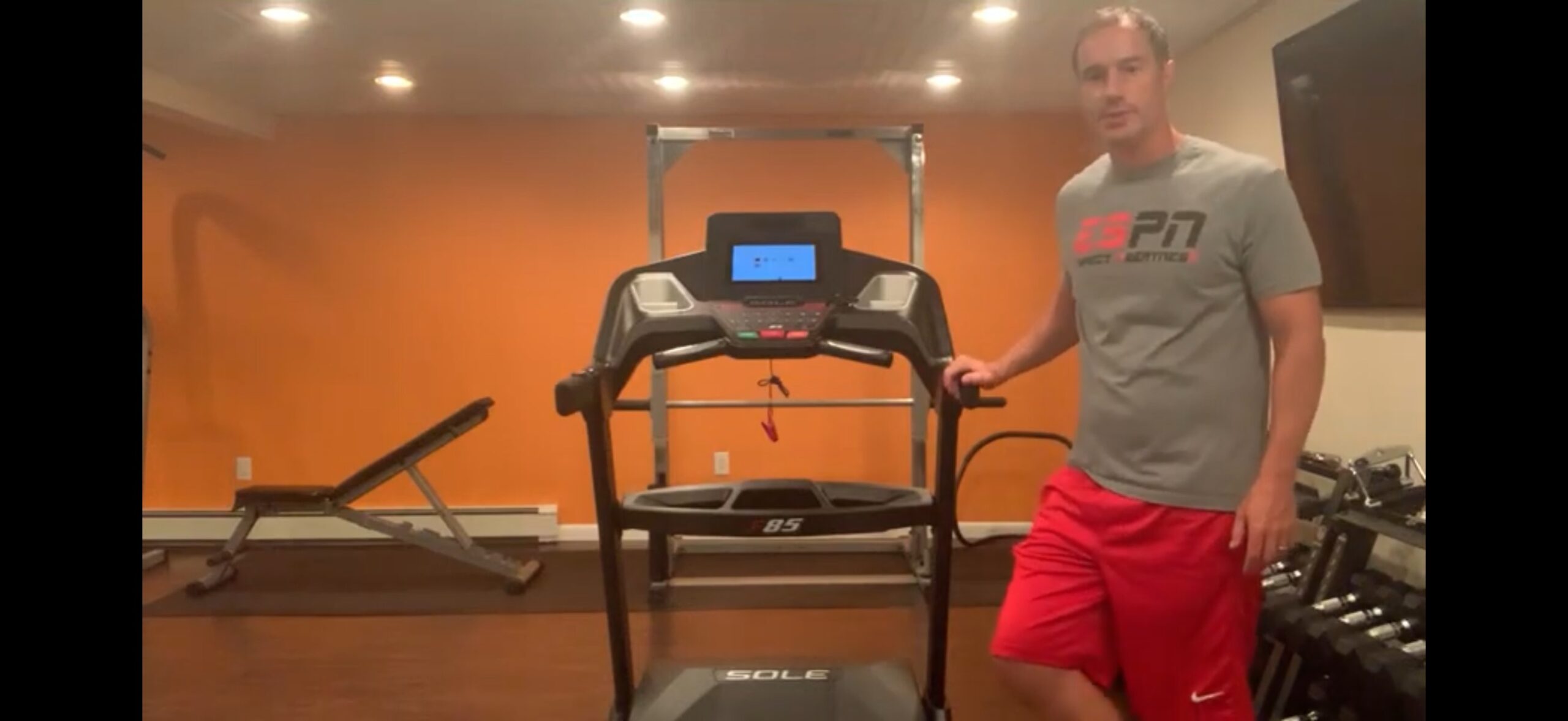 David Bloom testing a Sole treadmill