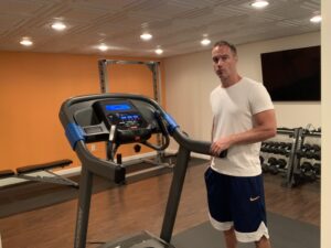 David Bloom testing a Sole treadmill
