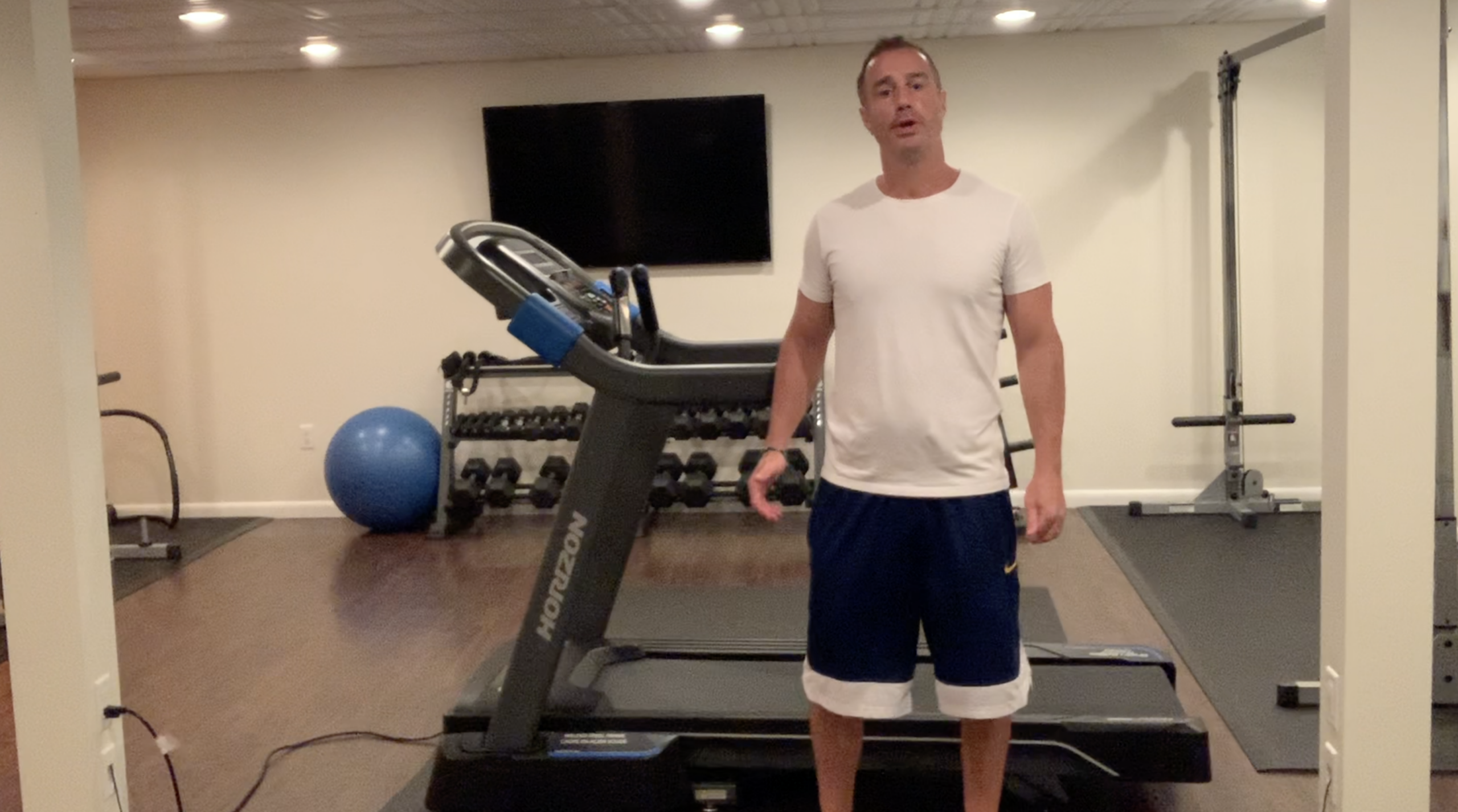 David Bloom with a treadmill